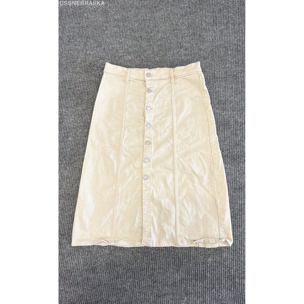 Banana Republic Cream Button-Front Midi Skirt